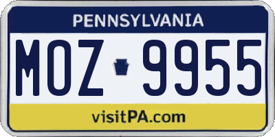 PA license plate MOZ9955