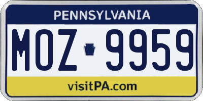 PA license plate MOZ9959