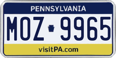 PA license plate MOZ9965