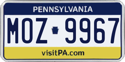 PA license plate MOZ9967
