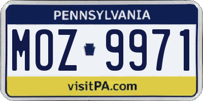PA license plate MOZ9971