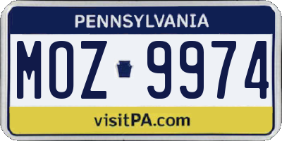 PA license plate MOZ9974