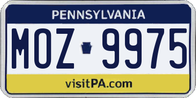 PA license plate MOZ9975