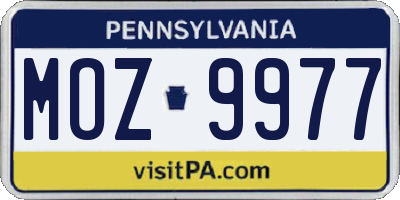 PA license plate MOZ9977