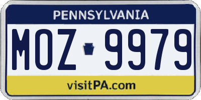 PA license plate MOZ9979