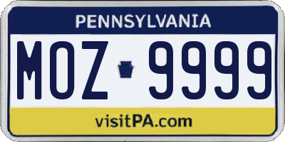 PA license plate MOZ9999