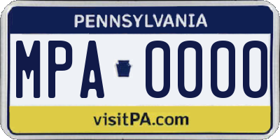 PA license plate MPA0000
