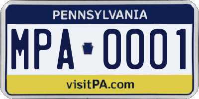 PA license plate MPA0001
