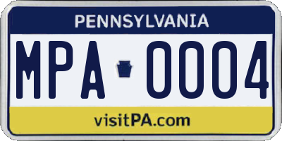 PA license plate MPA0004