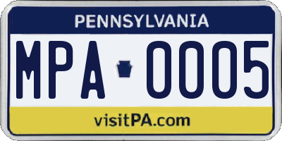 PA license plate MPA0005