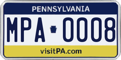 PA license plate MPA0008