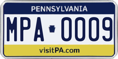 PA license plate MPA0009