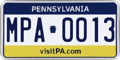 PA license plate MPA0013