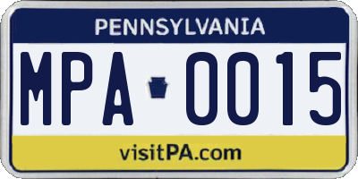 PA license plate MPA0015