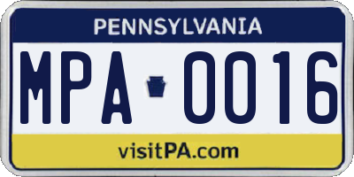PA license plate MPA0016
