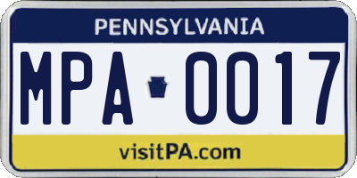 PA license plate MPA0017