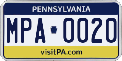 PA license plate MPA0020