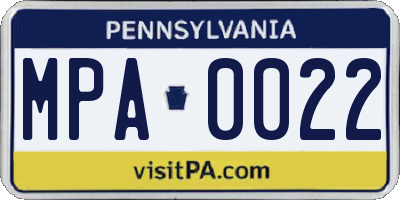 PA license plate MPA0022