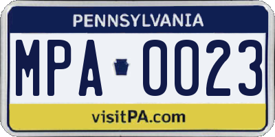 PA license plate MPA0023