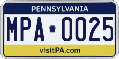 PA license plate MPA0025