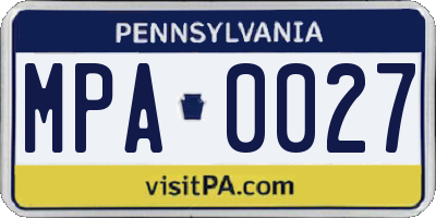PA license plate MPA0027