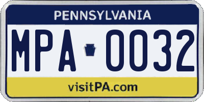 PA license plate MPA0032