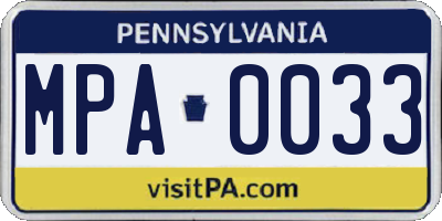 PA license plate MPA0033