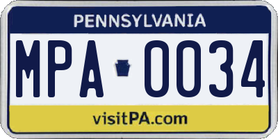 PA license plate MPA0034