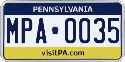 PA license plate MPA0035