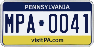 PA license plate MPA0041