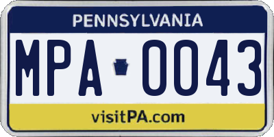 PA license plate MPA0043