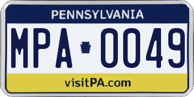 PA license plate MPA0049
