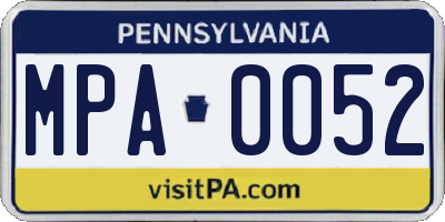 PA license plate MPA0052