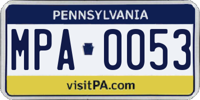 PA license plate MPA0053