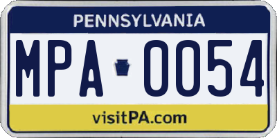 PA license plate MPA0054