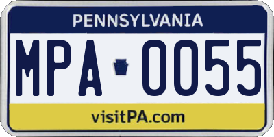 PA license plate MPA0055
