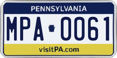 PA license plate MPA0061