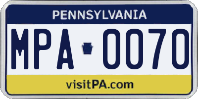 PA license plate MPA0070