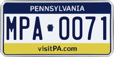 PA license plate MPA0071