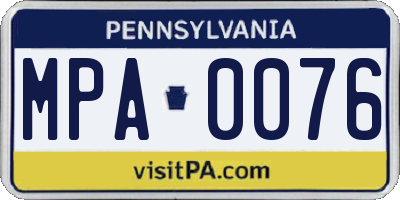 PA license plate MPA0076