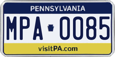 PA license plate MPA0085