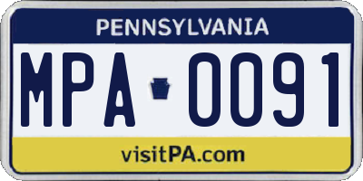 PA license plate MPA0091
