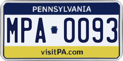 PA license plate MPA0093