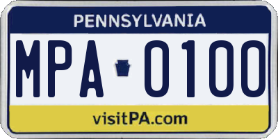 PA license plate MPA0100