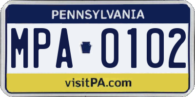 PA license plate MPA0102