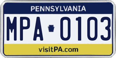 PA license plate MPA0103