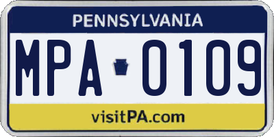 PA license plate MPA0109
