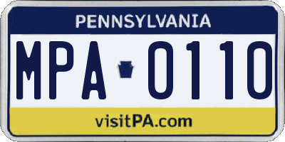 PA license plate MPA0110