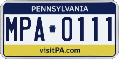 PA license plate MPA0111