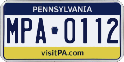 PA license plate MPA0112